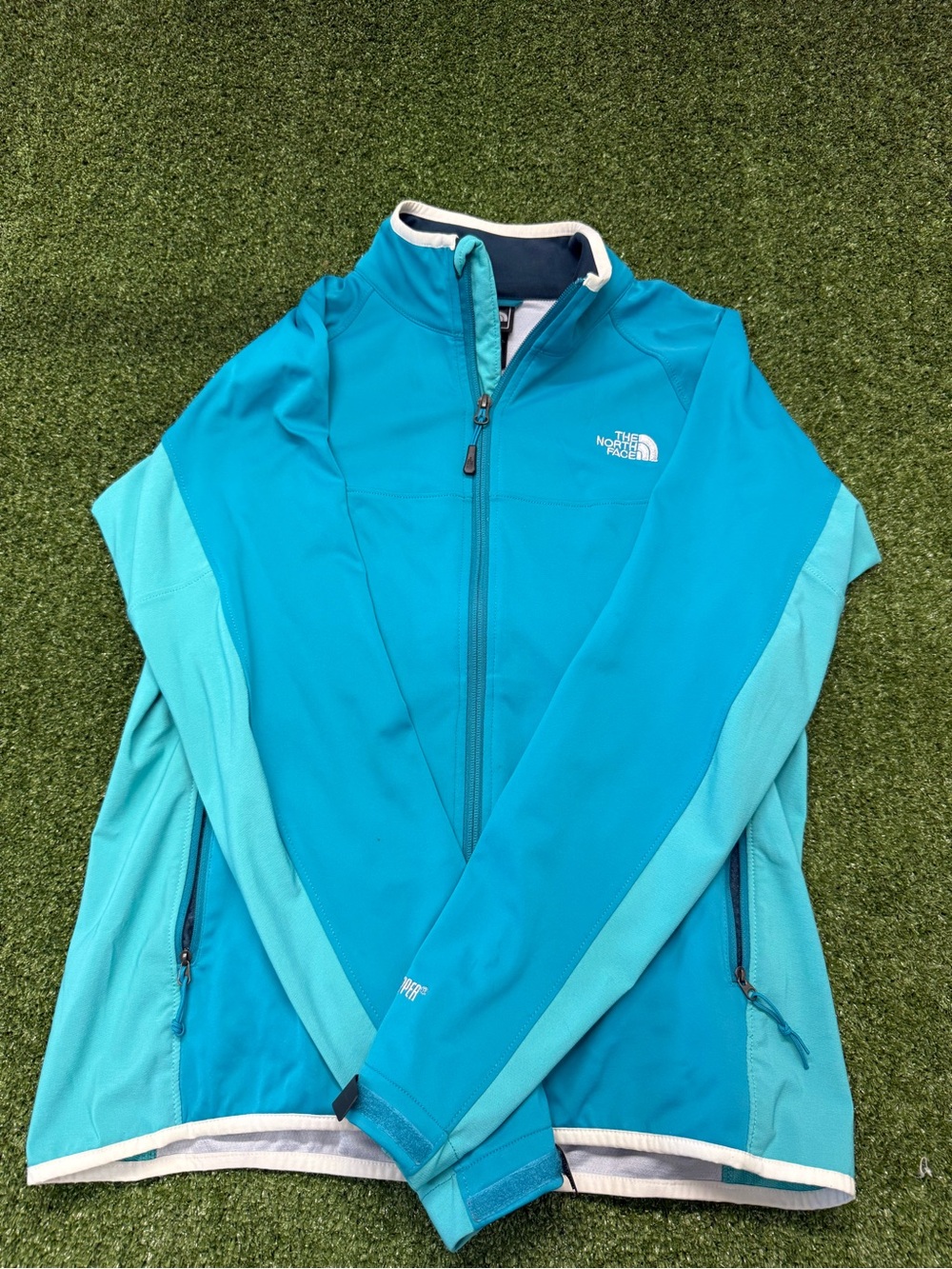 The North Face Women's Windstopper Two Tone Blue Teal Jacket Full Zip Outdoor L